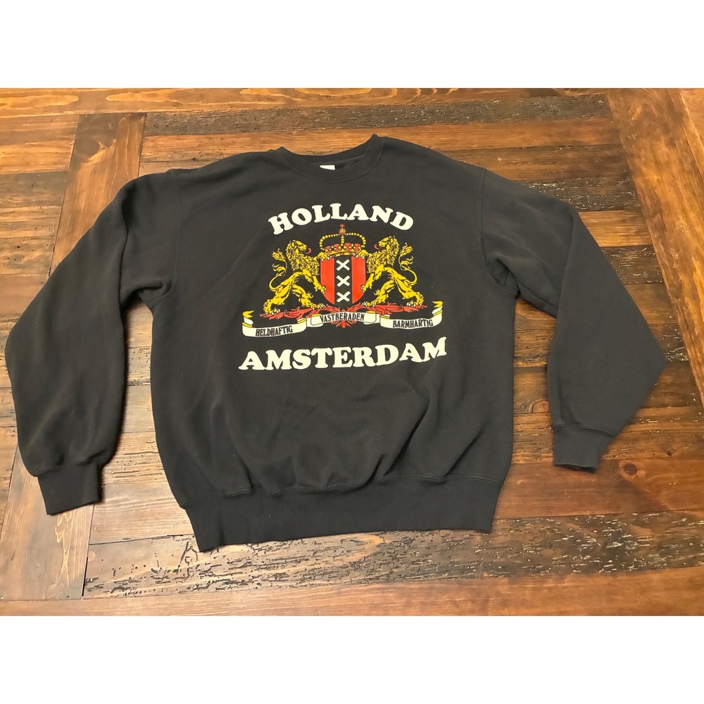 Vintage Hollander Amsterdam Crest Cotton Crewneck Sweatshirt Sweater Unisex LG
